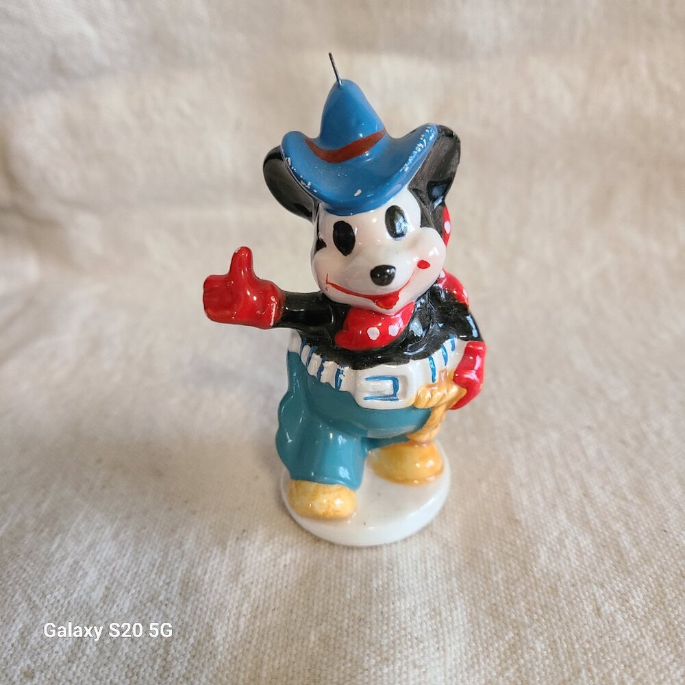 Disney Cowboy Mickey Mouse Porcelain 3" Christmas‎ Ornament Collectible Vintage